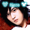 nine identical images showing a person with dark hair and red clothing, each featuring 'Hero' text flanked by mouse-ear icons above the head