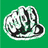 Pixelated icon of a white and black panda-like creature with green accents on a solid green background.