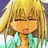 Pixelated static image of a cartoon character with blonde hair and closed eyes, wearing a light blue top against a gradient background.