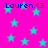 A static digital image with a bright pink background filled with cyan stars and repeated blue text "Lauren.<3".