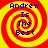 Four identical spiral-patterned icons with red and yellow swirls, each displaying blue text reading "Andrew Is The Best" in a pixelated font.