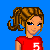 Pixel art contact sheet showing a female field hockey player character in red jersey with number 5, holding a brown stick on green grass background with "Field Hockey" text.