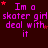 repeated text phrases in pink pixelated font on a dark red background, with scattered small red stars