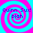 Four identical quadrants display a cyan and magenta spiral background with blue text reading "Quinn Sux!" above "blah." The image is static.