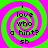 Four identical display a green and pink spiral background with black text reading "i love who a hint? sb" in pixelated font