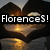 Pixelated image of a person in dark clothing with a light-colored hat, overlaid by bold white text reading "FlorenceS!" on a black bar.