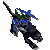 Animated contact sheet showing 10 sequential frames of a pixelated character riding a dark feline mount with blue and green accents against a gray background.