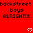Red background with repeated black text 'backstreet boys ALRIGHT!!!!' and white pixel hearts, partially cropped at bottom right.