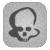 Pixelated grayscale icon of a stylized skull with hollow eye sockets and a nasal cavity, set against a light gray background within a rounded square frame.
