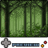 Pixel art forest scene with tall trees and green foliage, below a gray control pad icon and blue 'PREVIEW' text on light gray background.