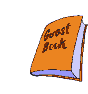 Animated sequence of a book icon transitioning from closed to open states with pen and bookmark details.
