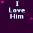 Purple background with repeated 'I Love Him' text and pink stars in various positions