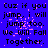 Blue background with repeated black text reading "Cuz if you jump, i will jump too. We Will Fall Together." and scattered pink pixel artifacts.
