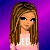 A 4-frame pixel art contact sheet showing a cartoon character in various poses with visible text and signature elements on a purple gradient background.