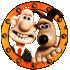 Animated circular icon with orange-brown border showing two cartoon characters in various poses and expressions.