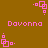 Pixelated pink text 'Davonna' appears on brown background with repeating geometric patterns of squares and dots.