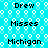 Static pixel art displays repeating text phrases on a cyan background with white circular patterns.