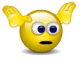 Animated yellow emoji with blue eyes and black mouth showing sequential hand movements in three of each