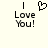 Pixelated text 'I Love You!' with a heart symbol replacing the word 'love' in one view, displayed on a light background.