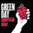 Animated contact sheet of Green Day band icon frames showing text, hand holding red object, and group poses on black background.