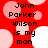Red background with pink and white circles; black text reads "John Parker Wilson is my man" in four identical