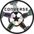 Circular icon with 'CONVERSE' text above a soccer ball graphic, surrounded by purple and white elements.