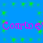 Blue background with green star-like patterns and repeated pink text reading "Courtney" in two