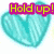 Four heart-shaped icons with text overlays: cyan, pink, green, and gray hearts each display distinct phrases.
