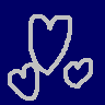 Four heart-shaped icons in a , each with distinct color schemes and outlines against solid backgrounds