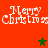 Red background with four 'Merry Christmas' text blocks and three stars in green, brown, and brown.