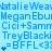 A static image with a light blue background displaying repeated text and symbols in darker blue, including names, heart symbols, and a repeated phrase.
