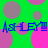 Green background with pink and gray circles, blue text reading "Ashley" repeated four times in two