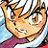 A pixelated anime-style character face with white hair and brown eyes on the left, next to a black background with silver text reading "Anime IM" and "cDM" on the right.