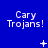Blue background with repeated 'Cary Trojans!' text and changing white symbols across three of three icons each