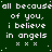 Green background with white pixelated text repeating 'all because all of you, i believe in angels' and 'xxx' symbols in a pattern