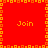 Red background with orange pixelated border and four 'Join' texts in corners, forming a static