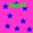 Pink background with scattered blue stars and green text reading 'sweet' in multiple locations.