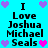 Pixelated text and heart symbols on a cyan background with alternating purple and pink hearts.