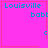 Four identical pink square with cyan text 'Louisville' and partial 'babb', each bordered by thin red lines, displaying subtle animation changes in corner symbols