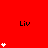 Red background with black 'Liv' text and white star icons in varying vertical stacks across the
