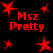 Red star shapes and "Msz Pretty" text on a black background, with no visible motion changes across frames.