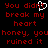 Red pixelated text on black background with white heart symbol replacing 't' in 'didn't', repeated twice side-by-side.