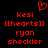 Red pixelated text and a heart symbol on a black background, with repeated names and bracketed terms.