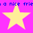 A static image with a bright pink background featuring four yellow stars arranged in a and blue pixelated text reading "a nice fria a nice frie" repeated twice horizontally
