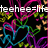 Animated icon with black background, colorful heart outlines, and text elements changing between frames.