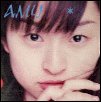 A 3x3 contact sheet of eight animated frames showing a person with dark hair and bangs in various poses, each frame featuring blue "AMU" text with star variations at the top left.