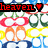 Animated icon with repeating 'heaven' text and heart symbols in various colors, featuring a patterned background of infinity symbols and circular shapes.