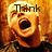 A pixelated image of a person with an open mouth, displayed in three showing text changes from 'Think' to 'Happy' to 'Thoughts!!'