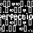 A black-and-white pixelated animation of the word "imperfectio" repeated in a pattern with small decorative symbols, featuring a gray rectangular overlay in the bottom-right corner