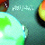 Static image with multiple 'AUDIO KARATE SPACE CAMP' text variations on black background, plus partial green and orange circular elements in top-left corner.